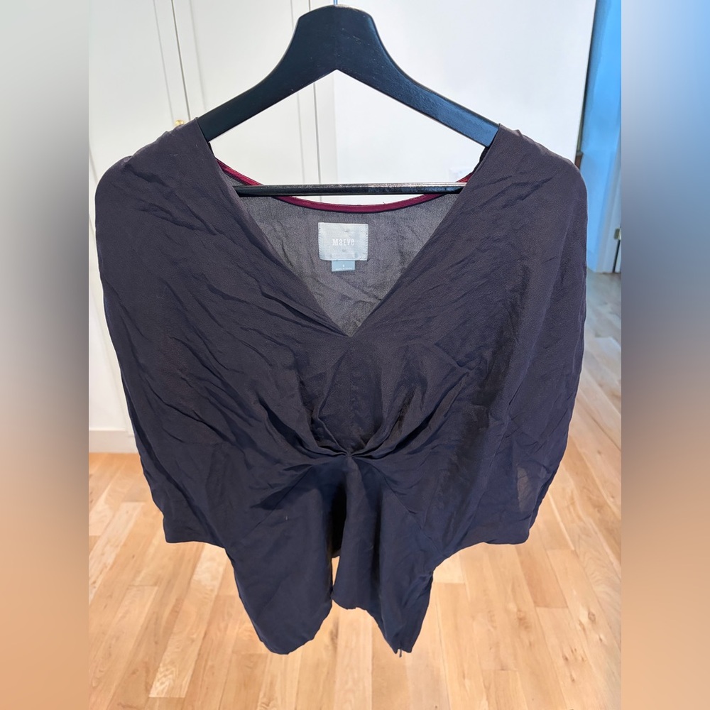 100% Silk Maeve Navy Blouse